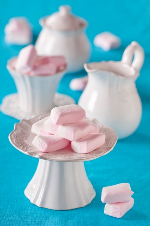 Homemade pink and white marshmallowの写真素材