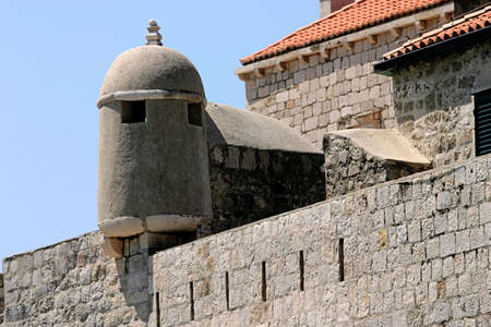 Outer Fortress stone wall with red roof の写真素材