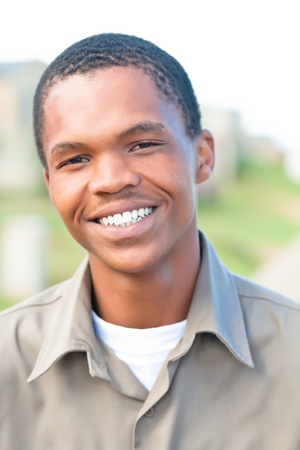 Friendly young black african male close up.の写真素材