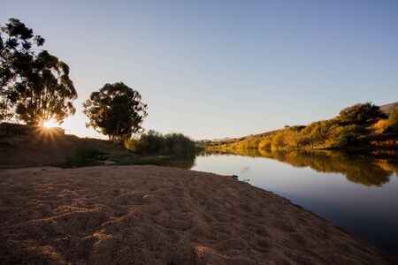 A lake with its soft sea sand situated in the eastern cape.の写真素材