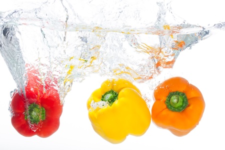 The cleaning of the peppers before used の写真素材