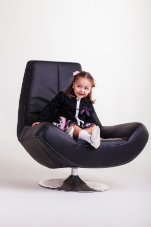 A soft leather chair, which she can actually take a nap in.の写真素材
