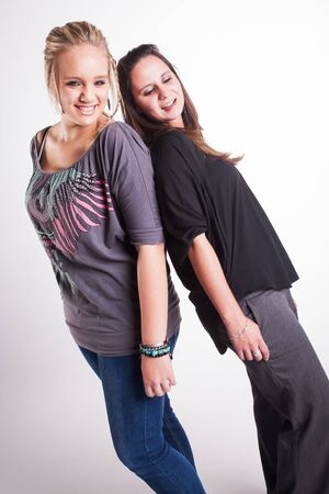 Playing around with the photographer in the studio.の写真素材