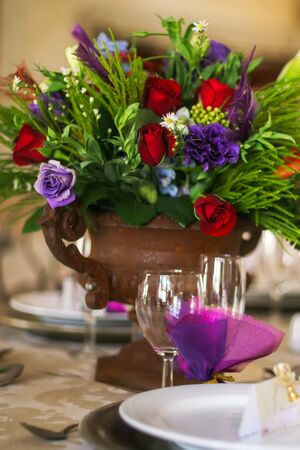 The center piece on the table at the venue of a function.の写真素材
