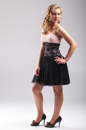 A young model in the studio dressed in couture.の写真素材