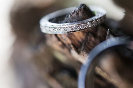 The ring of the bride being phtographed outside. being phtographed outside.の写真素材