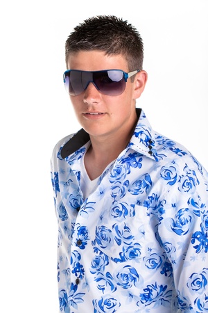 A young male model are being photographed in the studio の写真素材
