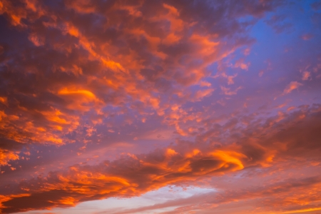Blue, orange and pink skies with different gradients の写真素材