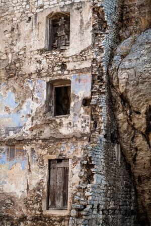 A beautiful picture of the old and broken walls situated in Croatia.の写真素材