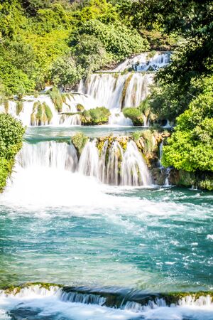 Waterfalls in a nature reserve in Croatia.の写真素材