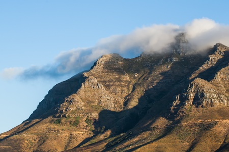 The rocky mountains of Cape Town with slim steps.の写真素材