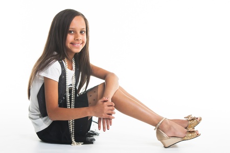 A little Indian diva being photographed in the studio.の写真素材