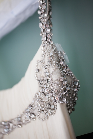 The top cut of the wedding dress of the bride.の写真素材