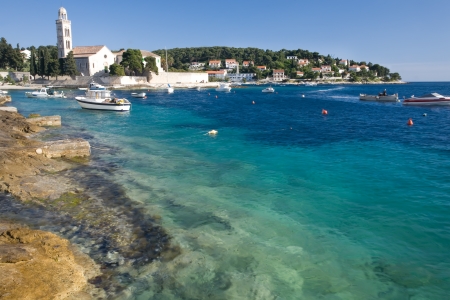 The water of the ocean is Chrystal clear in Croatia.の写真素材