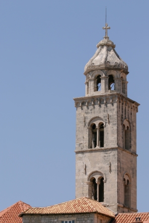 A beautiful tower of a Church in Croatia.の写真素材