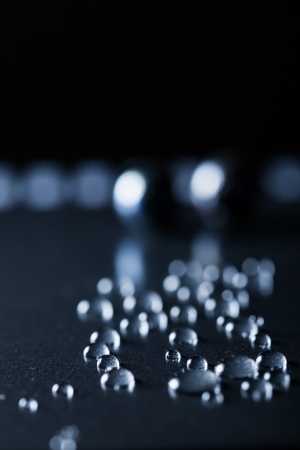 Glycerin drops in different sorts, sizes and shapes being photographed.の写真素材