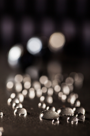 Glycerin drops in different sorts, sizes and shapes being photographed.の写真素材