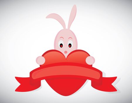 St. Valentines Love Card With Pink Rabbitのイラスト素材