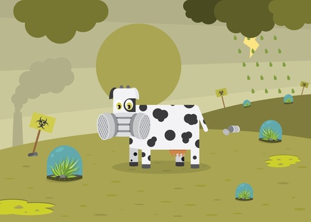Sad Cow In Polluted Environmentのイラスト素材