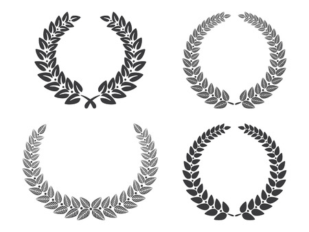 Laurel Leaf Silhouette Set Stilizedのイラスト素材