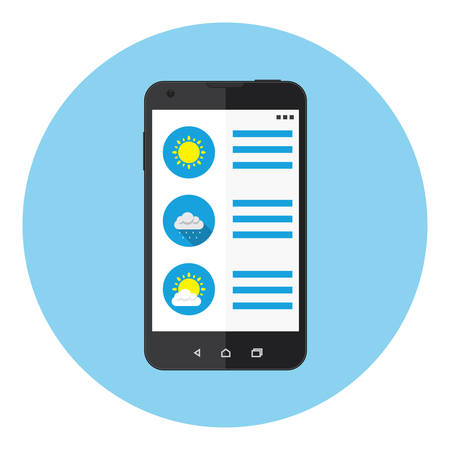 Weather Forecast Mobile Appication Flat Infographicのイラスト素材