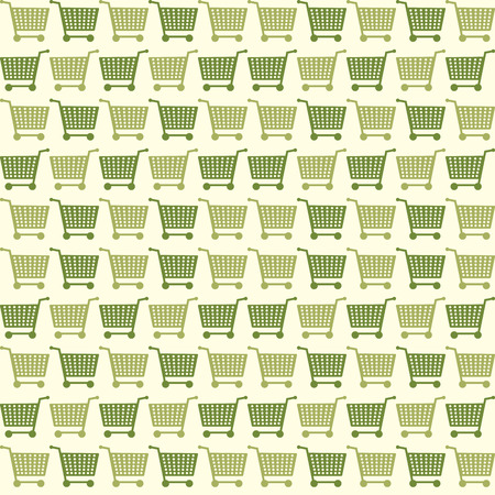 Seamless Eco Shopping Cart Colored Pattern Backgroundのイラスト素材