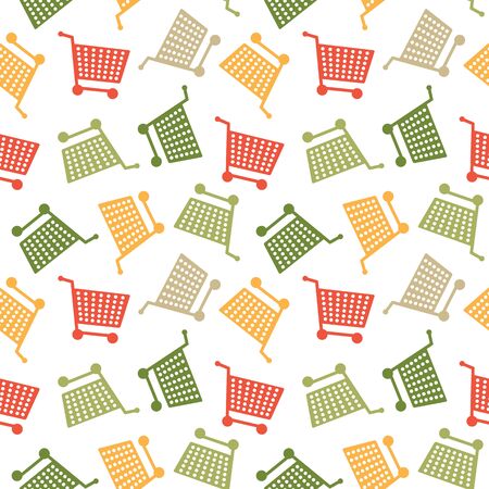 Seamless Shopping Cart Colorfull Pattern Background Textureのイラスト素材