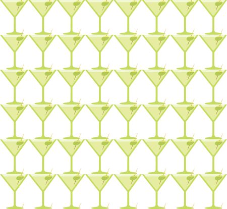Seamless Martini Coctail Party Green Glass Patternのイラスト素材