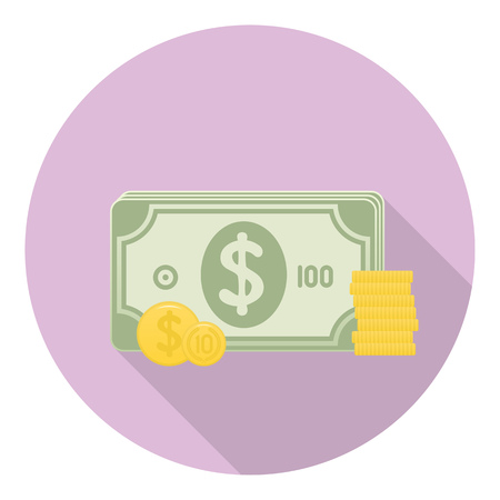 Paper Money And Coins Flat Style Designのイラスト素材