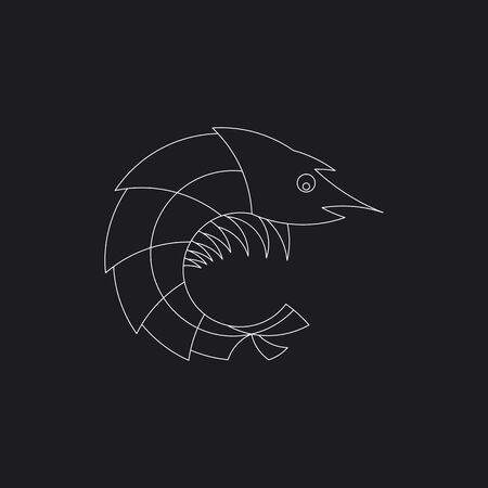 Mantis Shrimp Seafood Stylized Outline Logoのイラスト素材