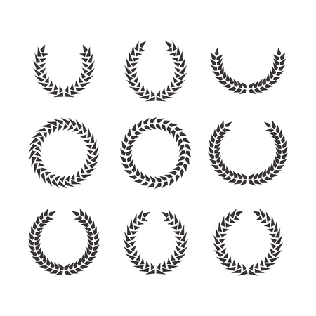 Laurel Leaf Wreath Polygon Stylized Icons Setのイラスト素材