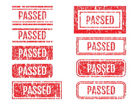 Passed Word Rubber Stamps Grunge Style With Dust Scratches Setのイラスト素材
