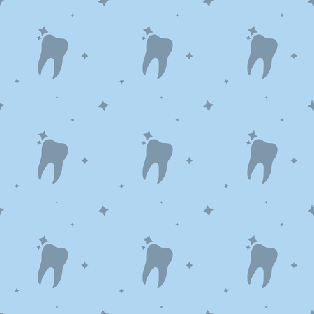 Dentist Care Molar Tooth With Stars Seamless Silhouette Background Patternのイラスト素材