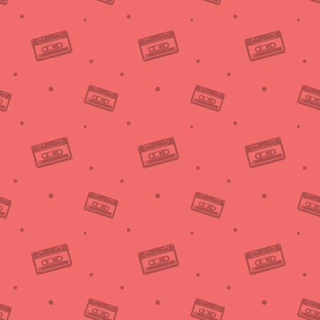 Audio Analogue Cassette Retro Seamless Pattern Backgroundのイラスト素材