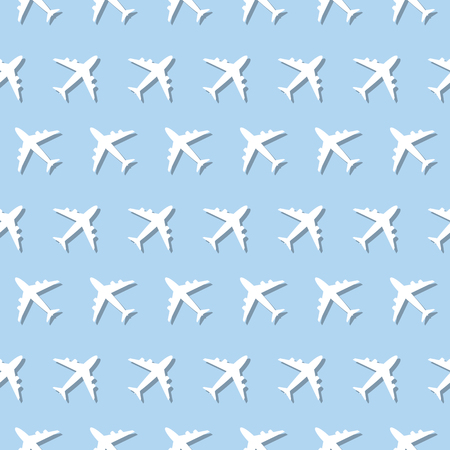 Airplane Commercial Aviation Seamless Sign Pattern Backgroundのイラスト素材