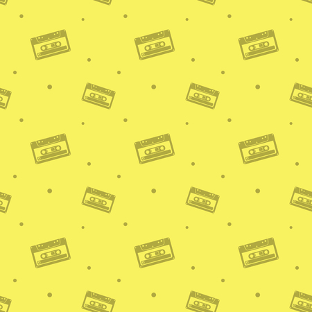 Audio Analogue Cassette Seamless Retro Pattern Backgroundのイラスト素材