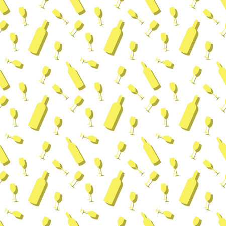 Wine Bottle And Drink Glass Seamless Shadow Pattern Backgroundのイラスト素材