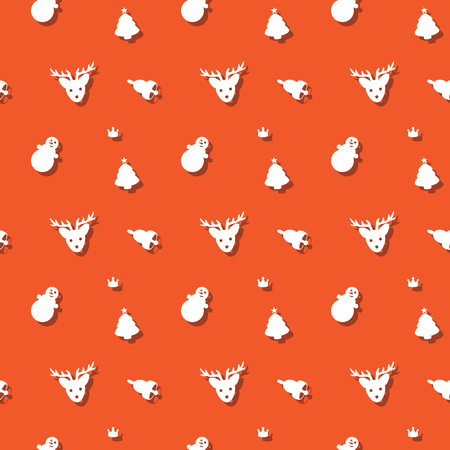 Christmas Holiday Deer And Tree Seamless Pattern Backgroundのイラスト素材