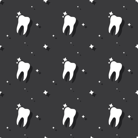 Dentist Molar Tooth Hygiene Seamless Pattern Dark Backgroundのイラスト素材