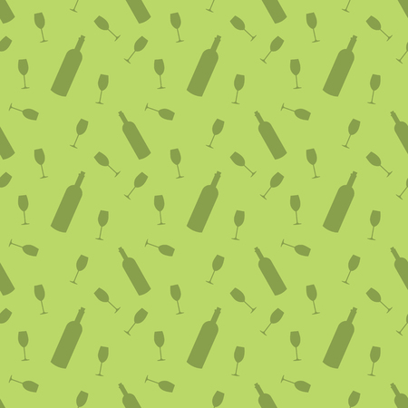 Wine Bottle And Drink Seamless Pattern Silhouette Backgroundのイラスト素材