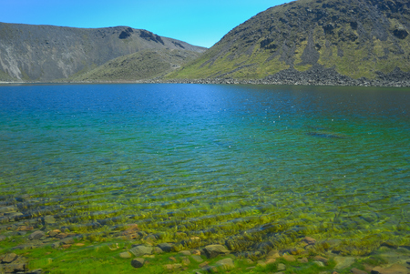 Lago del Sol. Crater lakes in Nevado de Toluca volcano. Nevado de Toluca National Park. Mexico.の写真素材