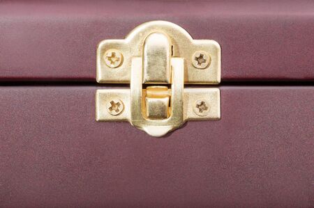 Closeup of wooden chest latchの写真素材