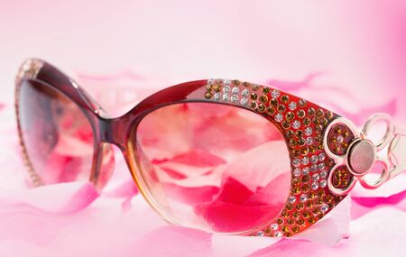 Closeup of glamour female sunglassesの写真素材