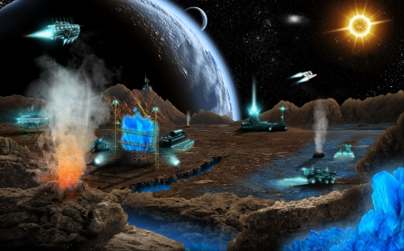 Mineral mining on far planetの写真素材