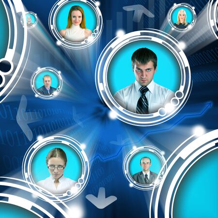 Abstract conceptual illustration of business people in cyberspaceの写真素材