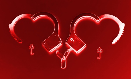 Hearts handcuffsの写真素材