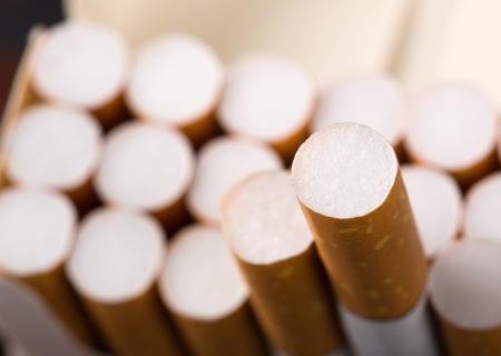 Close-up of cigarettes in packの写真素材