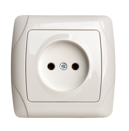 Closeup of electrical outlet isolated on white