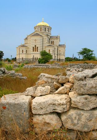 St. Vladimir's Cathedral, Chersonese.  It is one of the city's major landmarks and the mother cathedral of the Ukrainian Orthodox Church - Kiev Patriarchy, one of two major Ukrainian Orthodox Churches.の写真素材