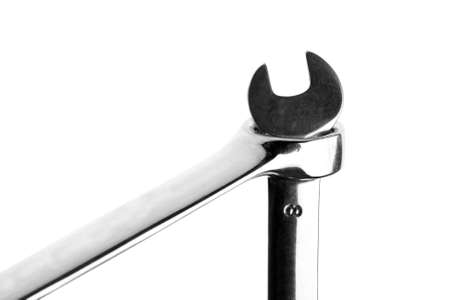 Close-up of chrome wrenches isolated on whiteの写真素材